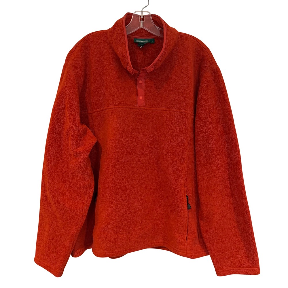 LL Bean PolarTec Fleece Jacket Men's XL Rust Outerwear Hiking Loungewear Outdoor